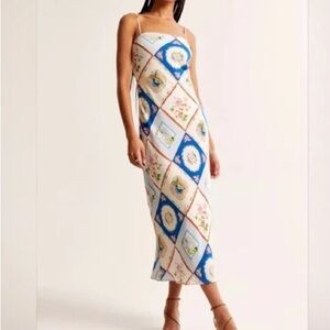 Abercrombie & Fitch Capri Geometric Maxi Slip Dress